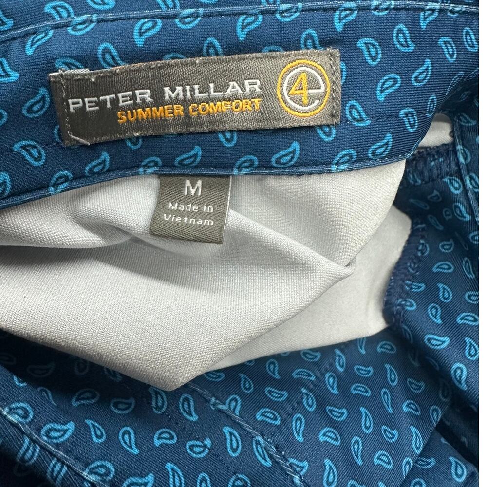 Peter Millar Summer Comfort Golf Polo Shirt Mens M Blue Paisley Print - Picture 3 of 4